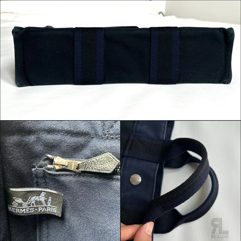 HERMESフールトゥPM NAVY×BLACKトートバッグ | Re-Luxe