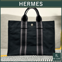 HERMES エルメス フールトゥ PM「 BLACK×グレー 」トートバッグ_E241225-95