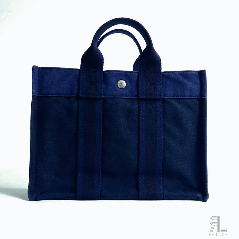 HERMES☆フールトゥPM ブラック＆ネイビー HERMESフールトゥPM NAVY×BLACKトートバッグ | Re-Luxe