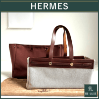 HERMES エールバッグ カバス MM トートバッグ レザー ショルダー □F刻印 美品 通勤 ビジネス _M241216-82