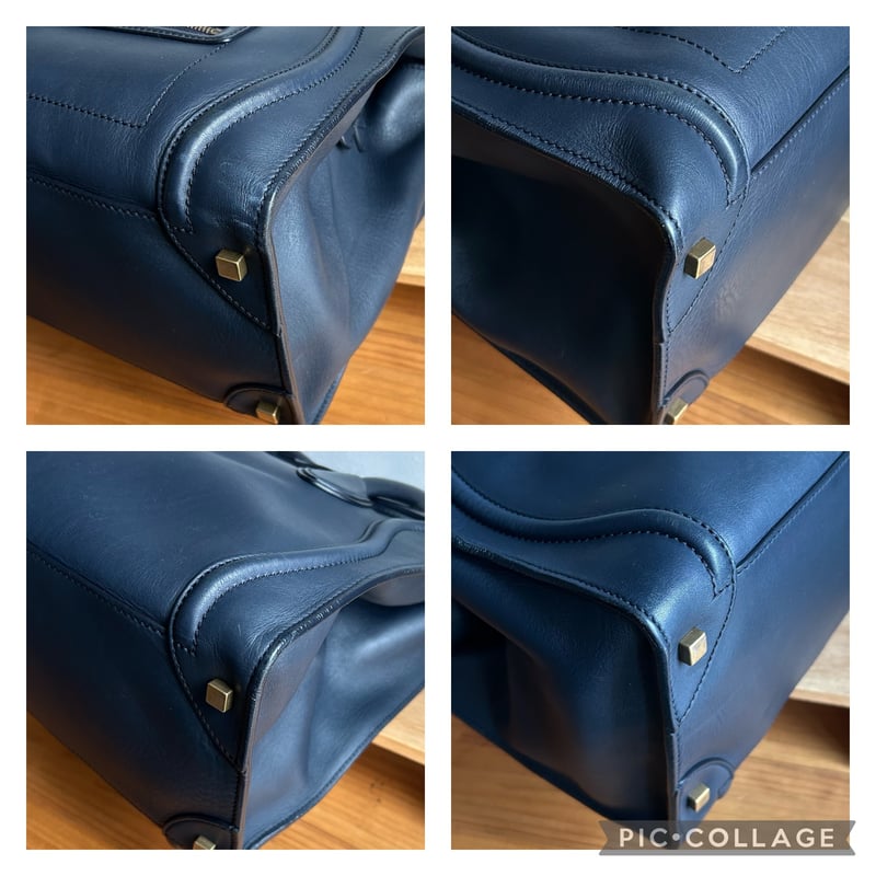 CELINE ラゲージ ミニショッパー NAVYトートバッグ ハンドバッグ レザー_A2501