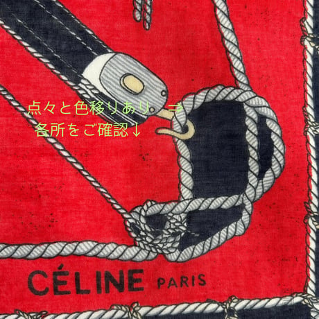 CELINE セリーヌ VINTAGE スカーフ コットン100％ 88㎝