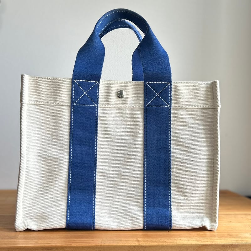 HERMES ボラボラ PM オフホワイト×ブルー トート | Re-Luxe