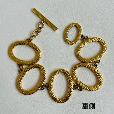 Christian Dior ヴィンテージ ブレスレット｜ゴールド 楕円モチーフ Tバー クラシカルアクセサリー