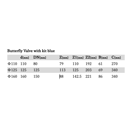 Butterfly valve (バタフライバルブ）with kit blue ※EU規格