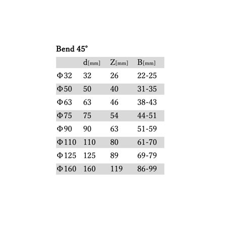 エルボ　Bend（ベンド） 45° ※EU規格