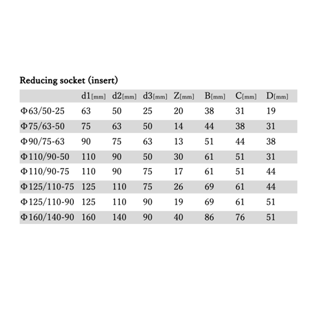 Reducing socket (異形ソケット)-insert ※EU規格