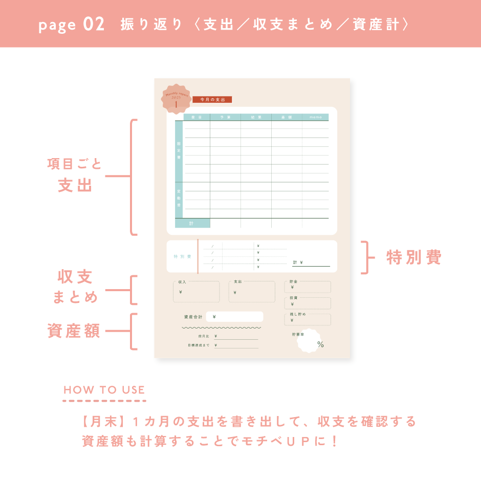 家計簿フォーマット〈A4 / B5 / B4対応 〉｜2025年4月版 | tonto shop