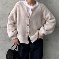 wood button knit cardigan