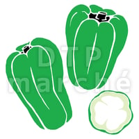 ピーマン【緑】のレトロ風イラスト-090013