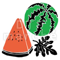 スイカのレトロ風イラスト-090016