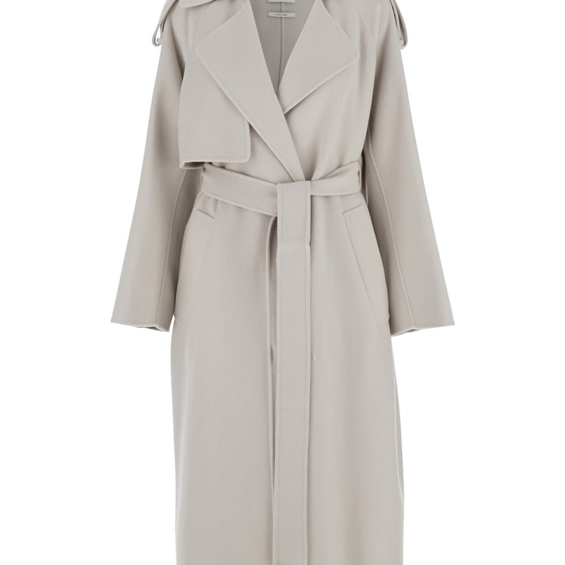 新作*SPORTMAX*フィオーレウールコート ベルト付 ロング Max Mara SPORTMAX ウールトレンチコート Fiore ロングコート