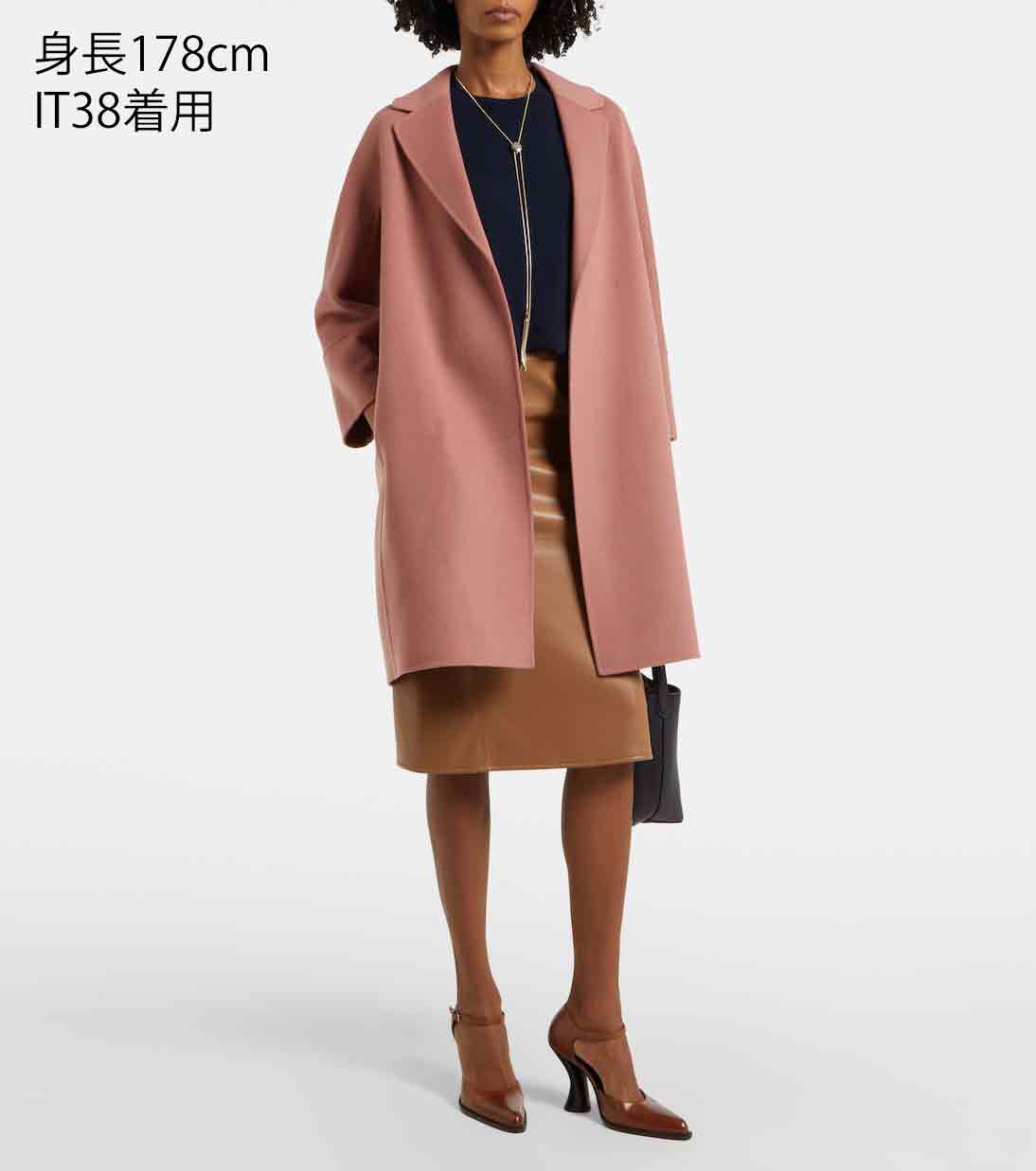 S MAX MARA ARONA ダブルフェイス ウールコート ベルトコート パウダー