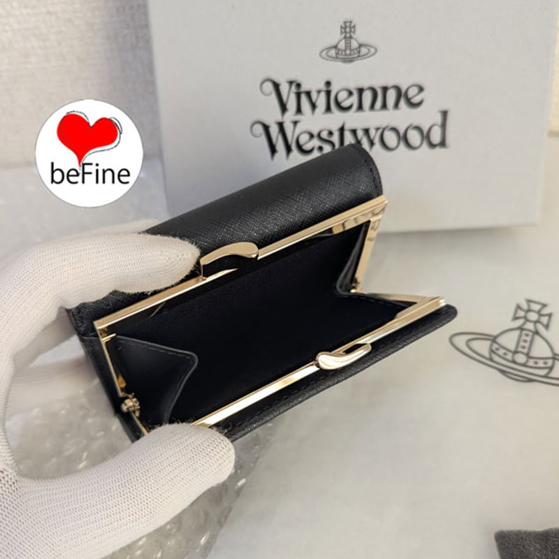 Vivienne Westwood ディアマンテ ハート がま口 3つ折り レア品】Vivienne Westwood ディアマンテ ハート オーブ 三つ折り財布