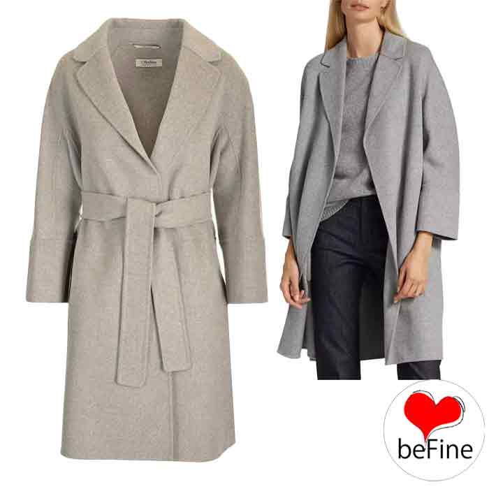 【マックスマーラ】ARONA　 ダブルフェイスコート　グレージュ系 34　ベルト S MAX MARA ARONA ダブルフェイス ウールコート ベルトコート