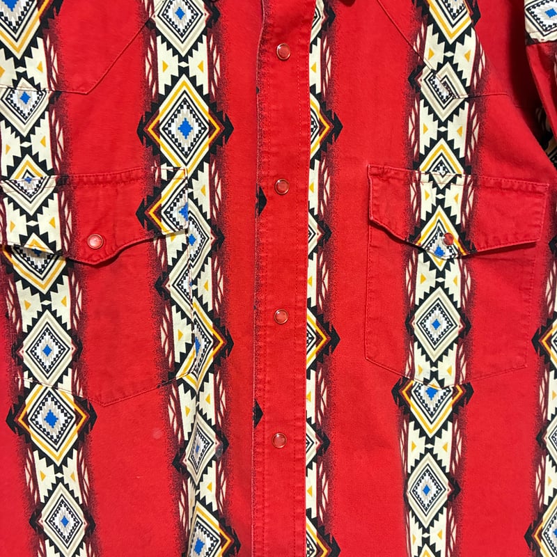 Wrangler ウエスタンシャツ半袖 総柄【25-0350】 | 古着屋のんちゃん