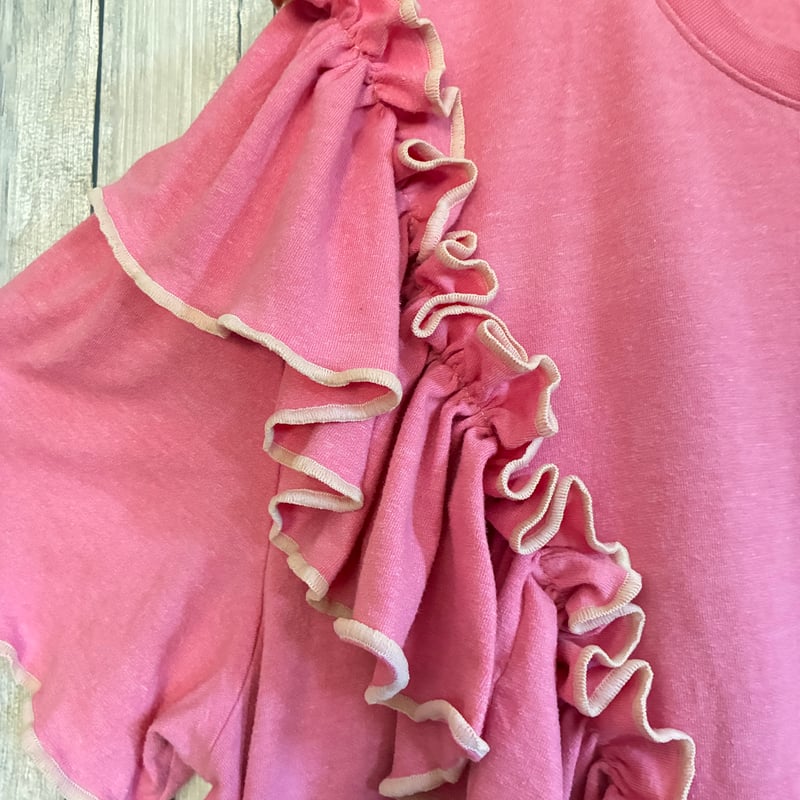 リメイク❣ピンク フリル Tシャツショート丈 ゆったり【R-0030