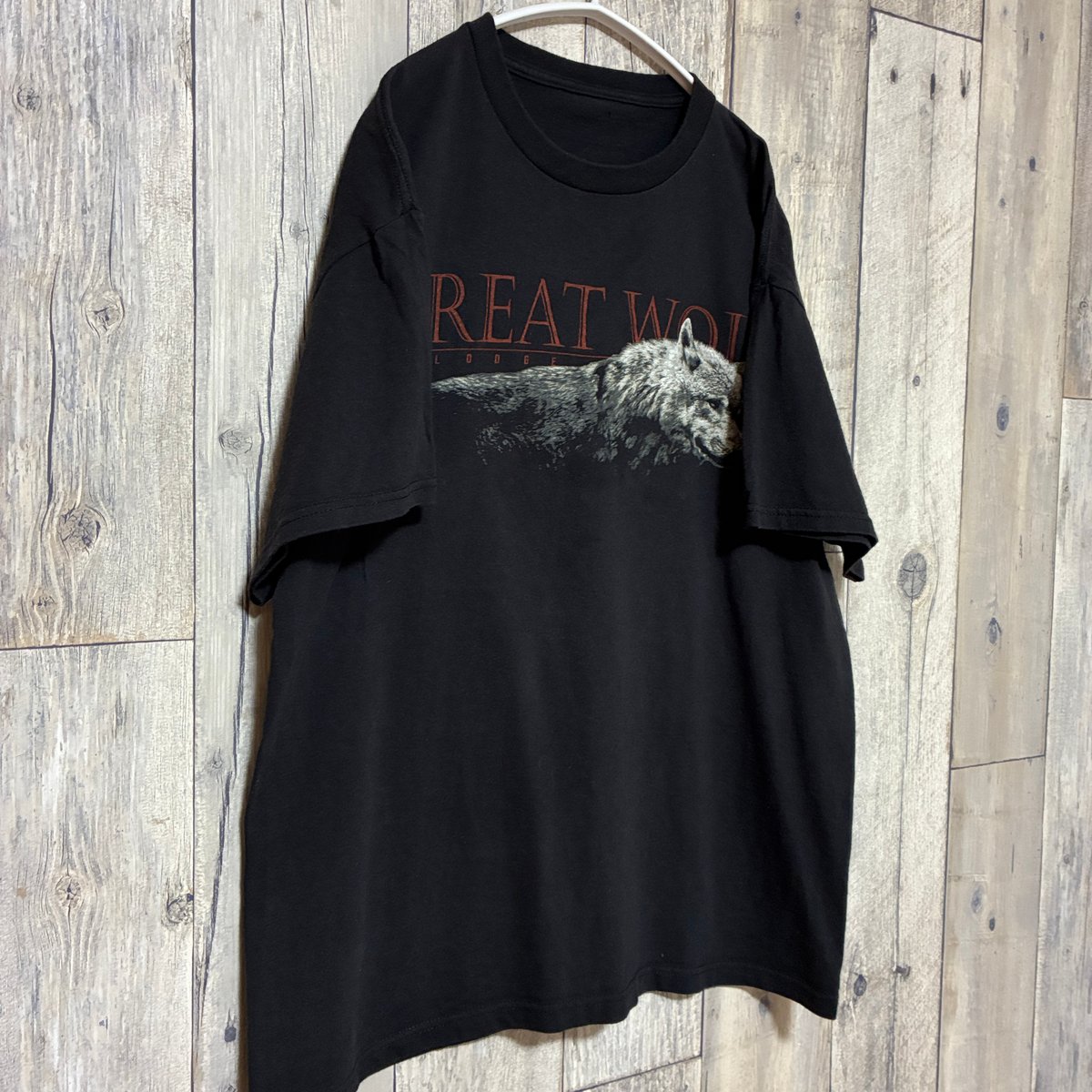 その他ブランド / 90s/オオカミ/オーバープリン/Tシャツ/L/コットン/BLK プリントTシャツ アニマル オオカミ【25‐0447】 | 古着屋のんちゃん