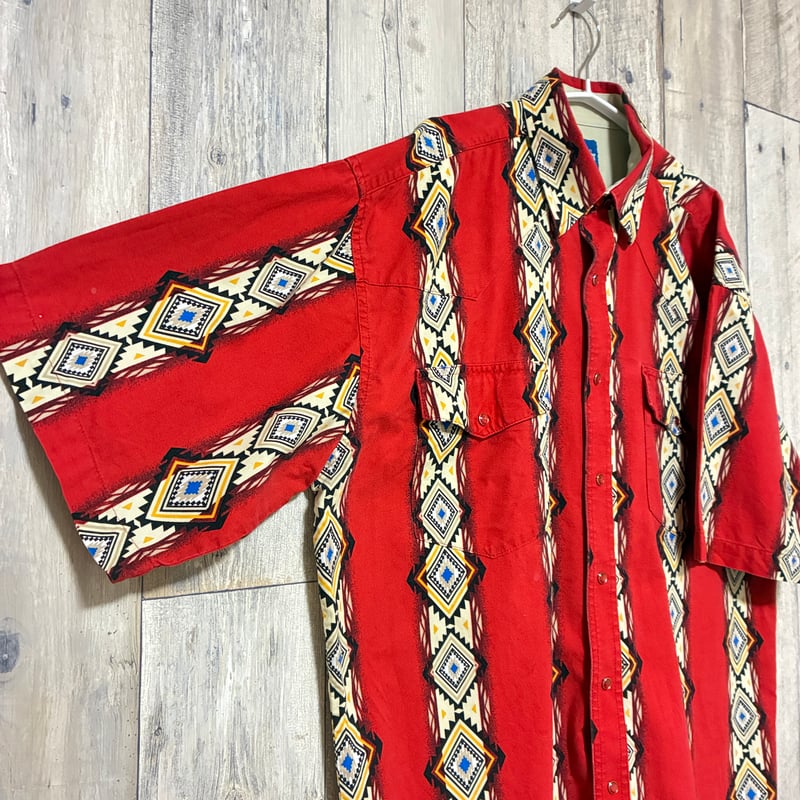 Wrangler ウエスタンシャツ半袖 総柄【25-0350】 | 古着屋のんちゃん