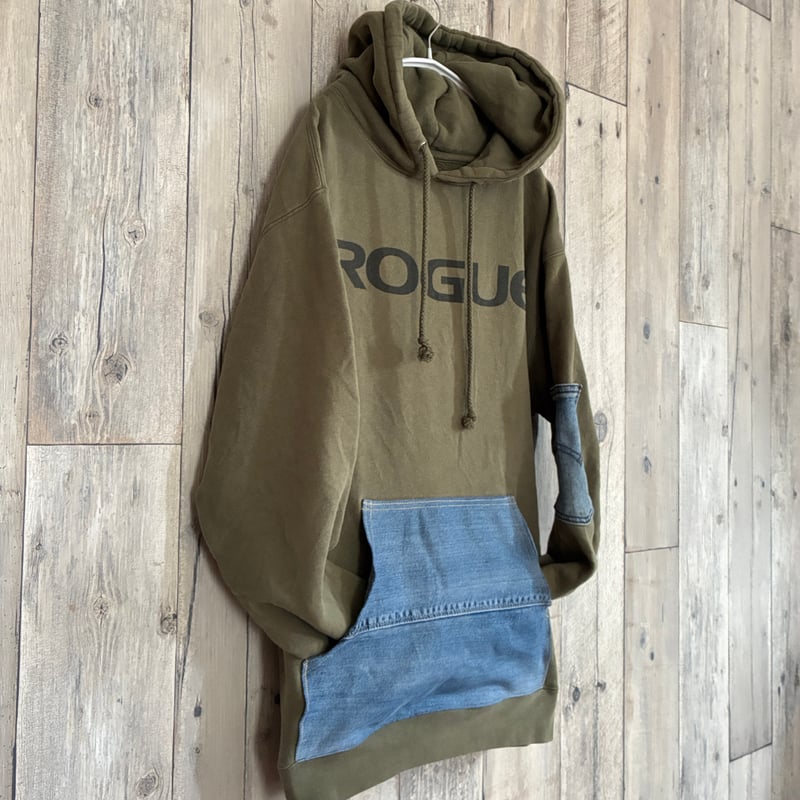 リメイク❣デニムポケット付きスウェットパーカー 【R-0139】 | 古着屋