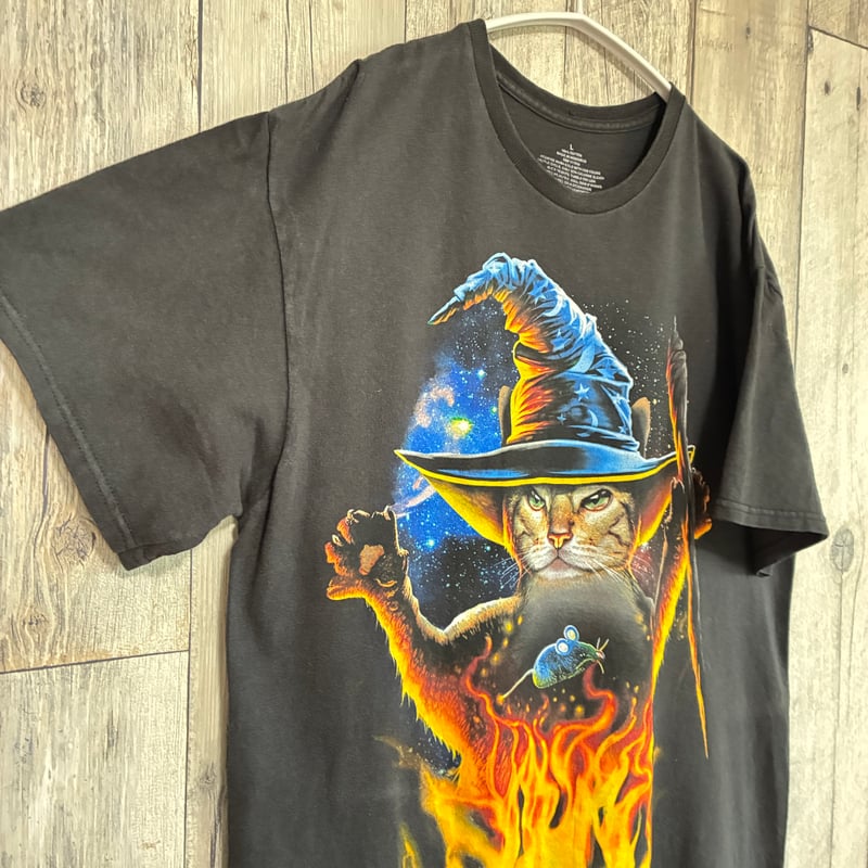 プリントTシャツ アニマル 猫魔法使い【25‐0384】 | 古着屋のんちゃん