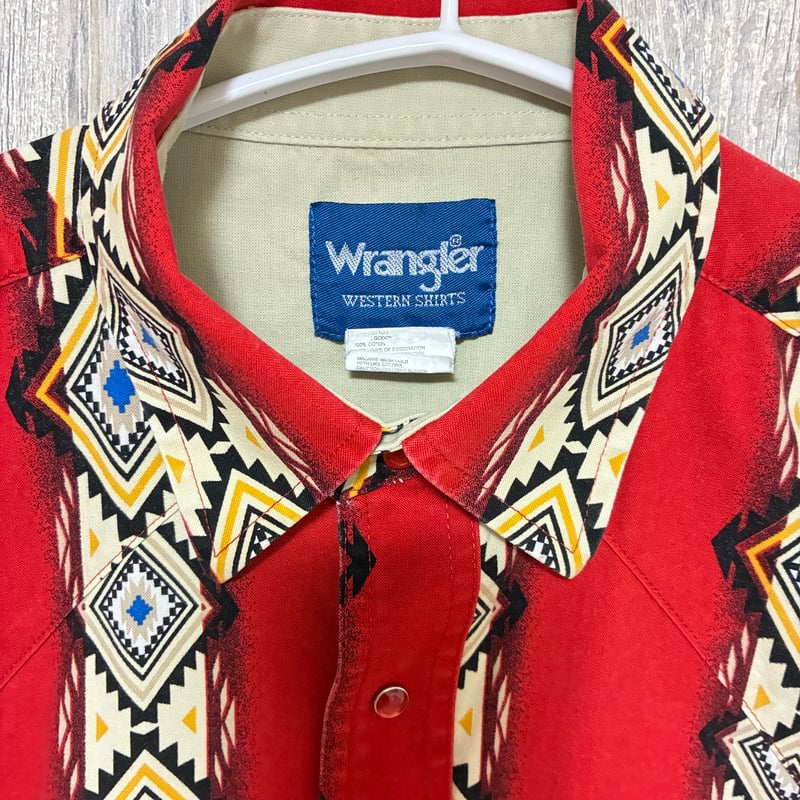 Wrangler ウエスタンシャツ半袖 総柄【25-0350】 | 古着屋のんちゃん