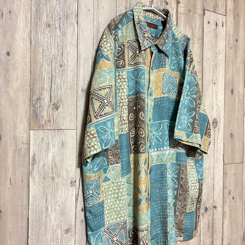 TORI RICHARD シルクアロハシャツ 総柄 パッチワーク風【25-0369