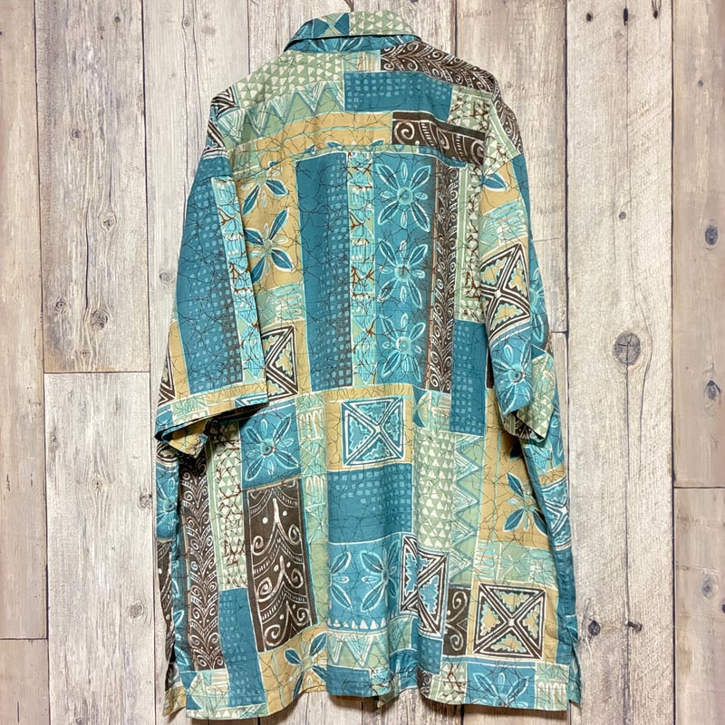 TORI RICHARD シルクアロハシャツ 総柄 パッチワーク風【25-0369