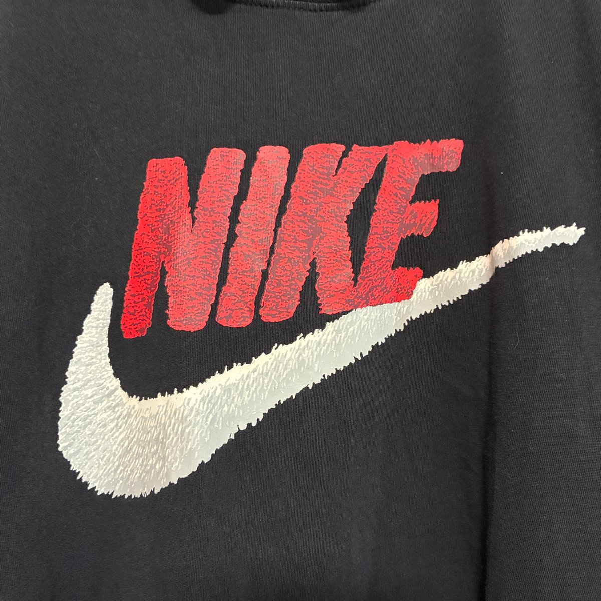 リメイク❣ Nikeフリル袖 プリントTシャツ8分袖 ブラック/レッド【R