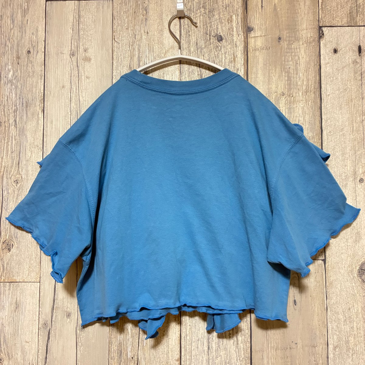 リメイク❣ NIKEプリントフリル Tシャツ半袖ショート丈ブルー 【R-0073