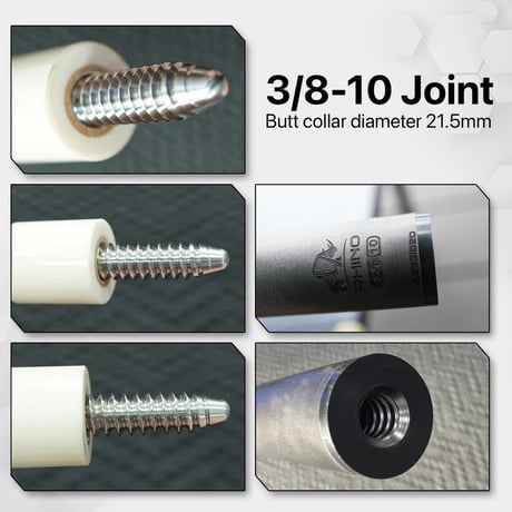 Rhino - 30インチ 10山 3/8-10 12.9mm カーボンファイバー プールキューシャフト