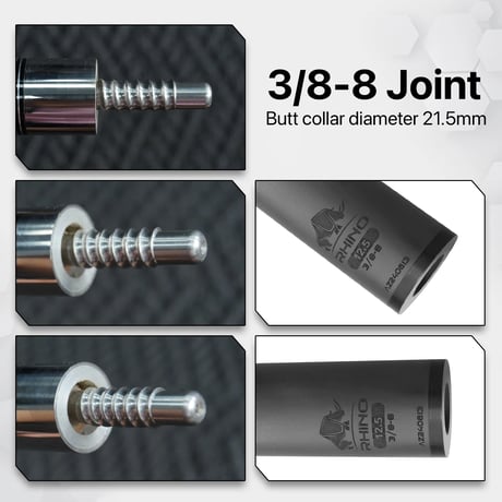 Rhino - 30インチ ラジアル 3/8-8 12.9mm カーボンファイバー プールキューシャフト