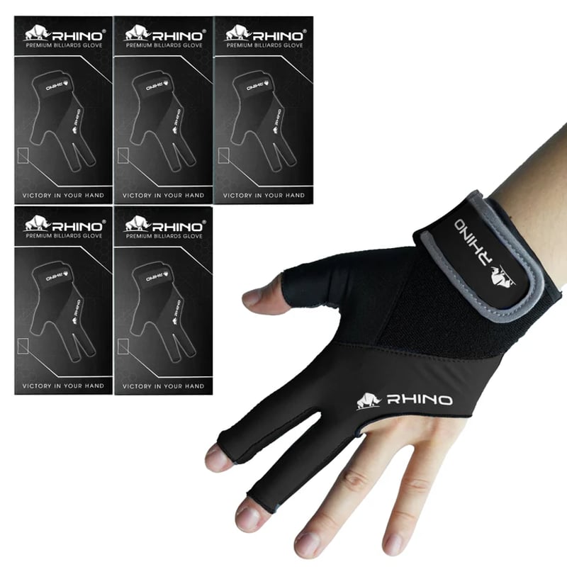 RHINO ビリヤード グローブ 右利き用（左手装着） - ブラック Lサイズ