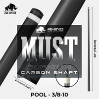 ※6月上旬入荷　【新商品】 Rhino - 30インチ 3/8-10 MUST SHAFT 12.5mm カーボンファイバー プールキューシャフト