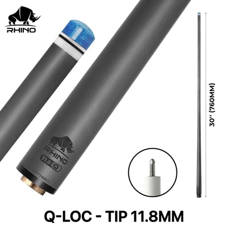 ※6月下旬入荷　Rhino - 30インチ Q-LOC ユニロック対応 11.8mm カーボンファイバー プールキューシャフト