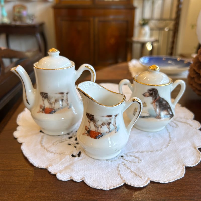 希少☆フランスアンティーク動物柄の箱入りディネット | アンティークス蕾