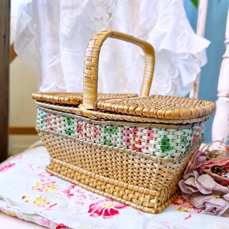 ベルギービンテージキャビネット※フランスアンティークローズパニエ柄リプロ布地貼 美品☆フランスアンティークのローズパニエ（23cm） | アンティークス蕾