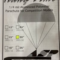 競技用30インチパラシュート完成品（ASP 30" 1/4mil "Hang Time" Competition Parachute Kit - 1 Per Pack）