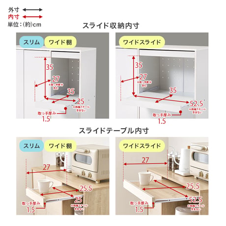 キッチンカウンター 幅60cm スリム 食器棚 レンジ台 キッチン収納 コンパクト 一人暮らし スライドテーブル ちょい置き 作業台 扉付き 引き出し メラミン天板 木目 おしゃれ 北欧 炊飯器収納