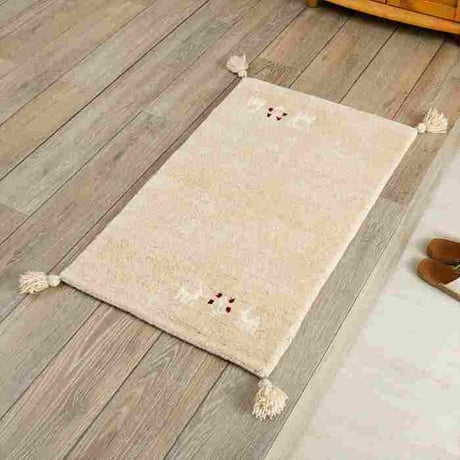 玄関マット 室内 50x80cm ミニラグ ホノカ 6色対応 玄関 ラグ おしゃれ 屋内 ウール100％ ラグマット ウールラグ 長方形 ギャッベ 手織り 防炎 オールシーズン シンプル 50×80