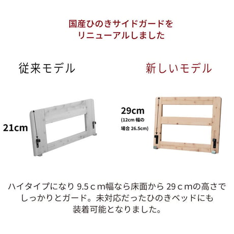 ひのきサイドガード ベッドガード 手すり 国産 ひのき 桧 JIS規格合格の外れにくさ シングル セミダブル ダブル で使用可能 ベッド 後付け