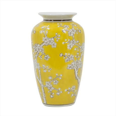 シノワズリ・花瓶・磁器・縦型 イエロー