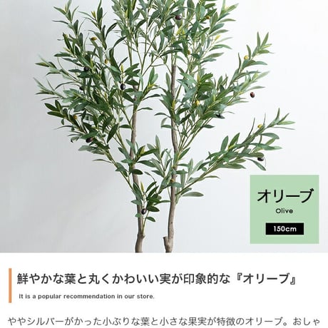 ナチュレ 観葉植物 オリーブ フェイクグリーン 人工 室内 リビング オフィス 一人暮らし 緑 光触媒 空気清浄 消臭 抗菌 防汚 ホルムアルデヒド分解 高さ150cm 造花 おし