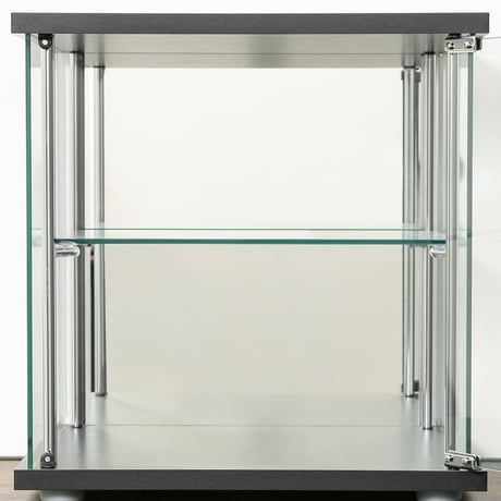 不二貿易 ガラス コレクションケース 4段 ブラック 扉付き 透明 強化ガラス棚 高さ45cm 幅42.5cm 奥行き36.5cm 耐荷重5kg 推し活コレクション収納