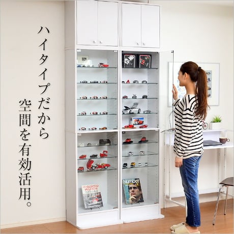 コレクションラック -Luke-ルーク 浅型ハイタイプ セット 本体+上置き CLR-485SET--WH ホワイト ホワイト 幅48.5×奥19×高48cm ホームテイスト コレ