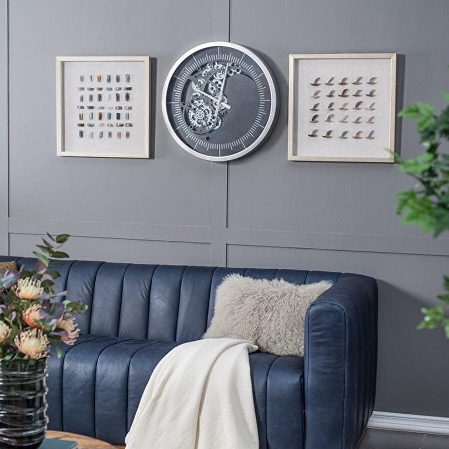 クラシックスタイル シルバー掛時計 輸入雑貨 時計 歯車 モダン クラシック リビングスタジオ 直輸入