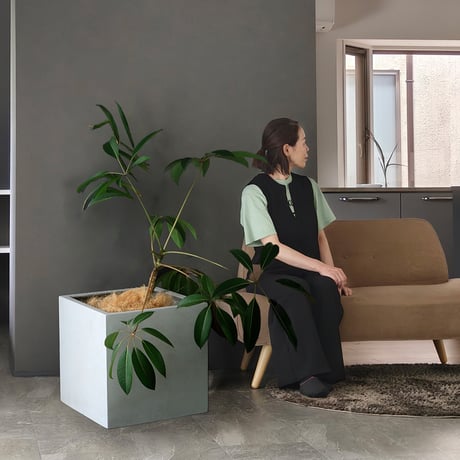 「GRITTE」 グリッテ 石調FRPプランター 幅50 (角型)　E001-CU500  植木鉢 プランター セメント コンクリート 軽量 大型 75L カバー 庭 ガーデン インテリア 室内 店
