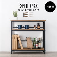 アイアン 3段タイプ オープンラック 壁面収納 システムラック 本棚 シェルフ ディスプレイ 飾り棚 可動棚 木目調 ショップ インテリア おしゃれ 壁面家具 お洒落空間