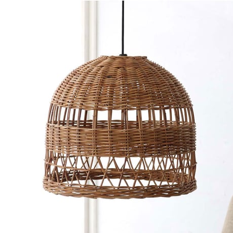 ペンダントライト ランプシェード ラタン 籐 レイヤーデザイン 1灯 口金E26 60W LED対応 約 W 45 × D 45 × H 35 cm 照明器具 天井照明 ラタン照明 アジアンランプ