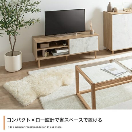 テレビ台 テレビボード TV台 ローボード 収納 可動棚 扉付き コンパクト スリム 省スペース 配線穴 コード穴 木目 ストーン リビング ディスプレイ 脚付き TV 幅110